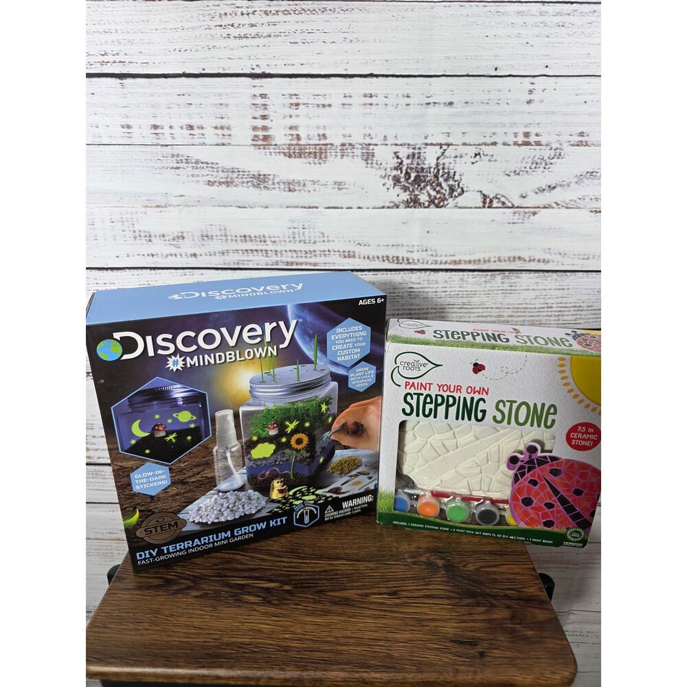 Discovery Mindblown DIY Terrarium Grow Kit and Paint Your Own Ladybug Stone NIB